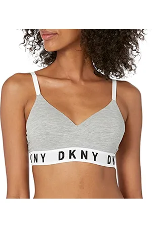 DKNY Damen Cozy Boyfriend Wirefree Pushup Bra Push-Up-BH, Grau meliert/Weiß/Schwarz, Medium