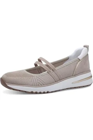 Marco Tozzi Damen Slipper mit Riemen Bequem, Beige , 38 EU