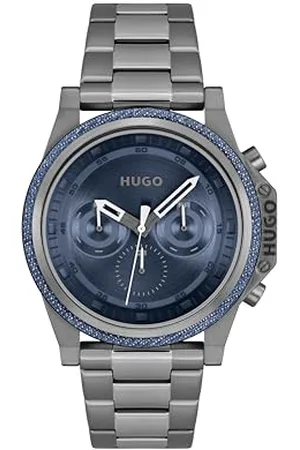 HUGO BOSS Multi Zifferblatt Quarz Uhr für Herren Kollektion #Brave mit Graues Edelstahlarmband - 1530350