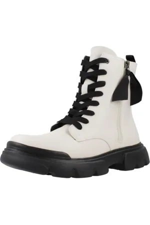 Geox J Junette Girl G Ankle Boot, LT Ivory/Black, 31 EU