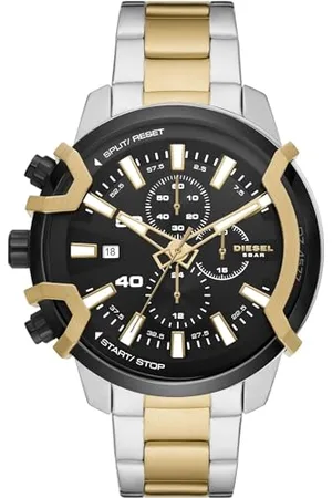Diesel Herrenuhr Griffed, Chronographenwerk, 48mm dreifarbiges Edelstahlgehäuse mit Edelstahlarmband, DZ4577