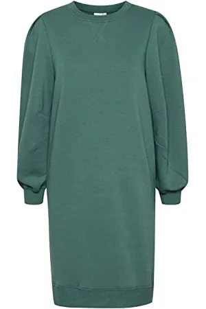 Ichi IHMALO SW DR Damen Sweatkleid Freizeitkleid Kleid Sweatkleid mit Puffärmeln Langarm breite Bündchen Regular-Fit, Größe:S, Farbe: