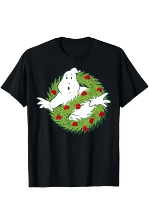 Ghostbusters Classic Logo Christmas Wreath Graphic T-Shirt T-Shirt