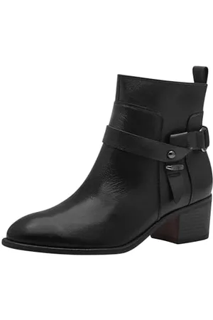 Marco Tozzi Damen Stiefeletten mit Absatz aus Leder mit Reißverschluss, (Black), 40 EU