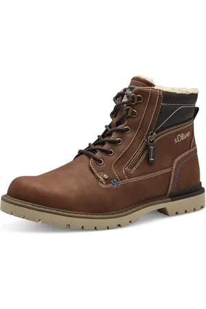 QS by s.Oliver Herren Stiefel zum Schnüren mit Reißverschluss Gefüttert, Braun , 42 EU