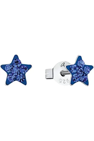 Amor Ohrstecker 925 Sterling Silber Mädchen Kinder Ohrschmuck, mit Kristallglas, 0,6 cm, Blau, Stern, Kommt in Schmuck Geschenk Box, 9209873