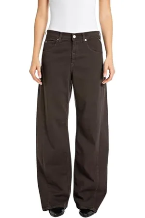 Replay Damen Jeans Narja Baggy-Fit, Schwarz (Brown Black 528), 25W / 28L
