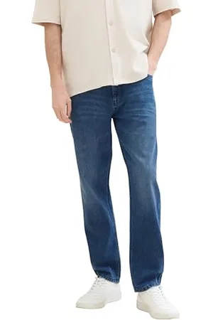 TOM TAILOR Herren Comfort Straight Jeans mit Leinen-Anteil, , 36/34