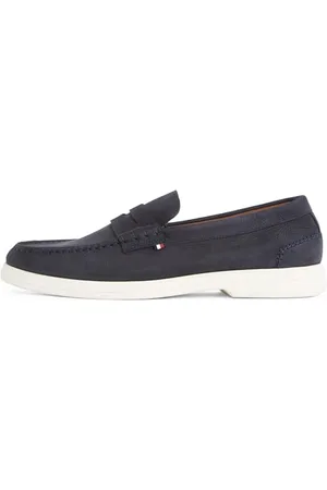 Tommy Hilfiger Herren Loafer Nubuck aus Leder, Blau (Desert Sky), 42