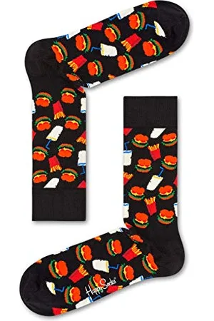 Happy Socks Unisex Freizeitsocken Hamburger Sock, Schwarz, 36-40