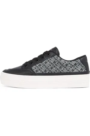 Tommy Hilfiger Damen Vulcanized Sneaker Monogram aus Leder, (Black), 38