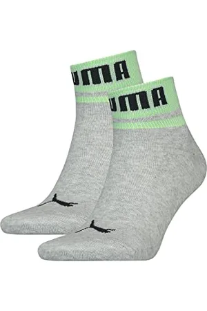 PUMA Unisex New Heritage Quarter Hosiery, Grey Melange/neon Green, 39/42