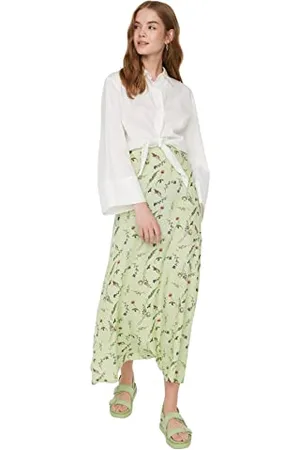 Trendyol Damen Damenrock, Maxi, A-Linie, normal, gewebt, bescheidener Rock, , 38