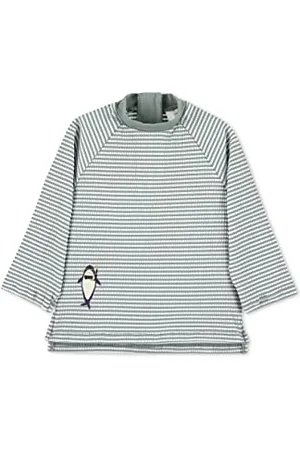 Sterntaler Badeshirt langarm Hai - UV-Schutz 50+ Schwimmshirt mit Stehkragen - Jungen UV Shirt Seersucker mit unterlegtem Reißverschluss hinten - Kinder Badebekleidung, , Größe 104