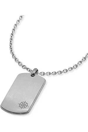 SAVE BRAVE Barney silberne Herren Halskette aus Edelstahl mit Gravurplatte in - Karabinerverschluss - Länge: 50 + 10cm - ohne Nickel und Blei - inkl. Schmuckverpackung