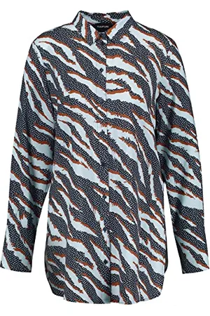 Taifun Damen Longbluse mit Animal-Print Eco-Vero Langarm, Manschetten Bluse Langarm Bluse Animal-Print 38