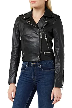 Oakwood Damen Jacke Echtleder 62326, Noir(Noir/Noir), Medium