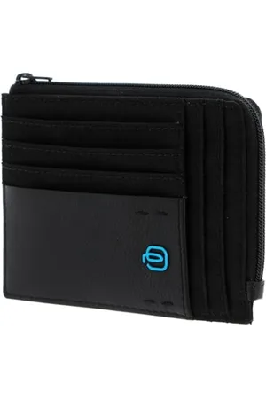 Piquadro P16 Kreditkartenetui aus Leder und Stoff, Chevron/Schwarz, Taglia Unica, Zeitgenössisch