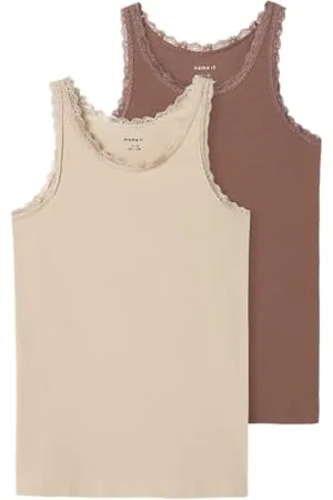 NAME IT Mädchen NKFTANK TOP 2P LACE NOOS Unterhemd, 116 (2er Pack)