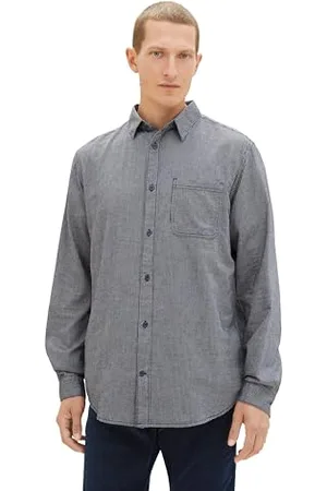 TOM TAILOR Herren Regular Fit Oxford Hemd mit Streifen, navy small stripe, XL