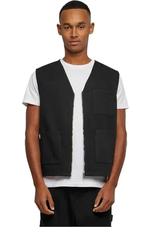 Urban classics Herren Weste Organic Cotton Vest, Weste für Männer aus Bio-Baumwolle, Regular Fit, black, L