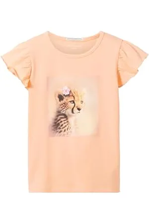TOM TAILOR Mädchen Kinder T-Shirt mit Fotoprint & Flügelärmeln , sunny peach, 92/98