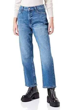 QS by s.Oliver Damen 2123606 7/8 Jeans, Karoline Straight, Royalblau, D 36