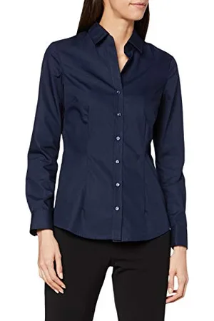 Seidensticker Damen City Langarm Slim Fit Uni Bügelfrei Bluse, , 44