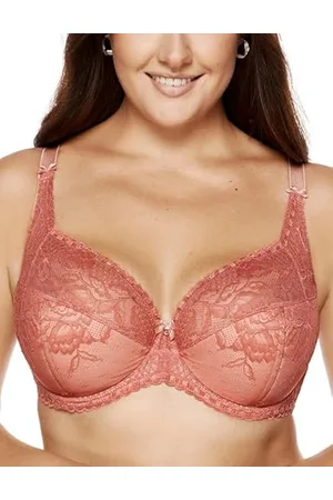 Gorteks Lingerie Bisou-B3 halb gepolsterter BH mit Stickerei, Komfort BH Damen mit Bügel, große Größen Damen Unterwäsche, BH für große und kleine Brüste - 80H, Kupfer