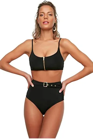 Trendyol Damen Hohe Taille Wölbte Sechs Bikini Bottoms, , 36 EU
