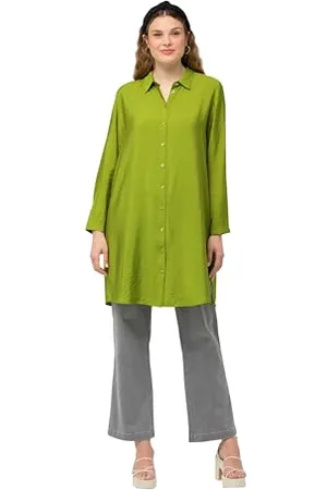 Ulla Popken Damen Longbluse mit Schlitz, A-Line Bluse, , 42-44