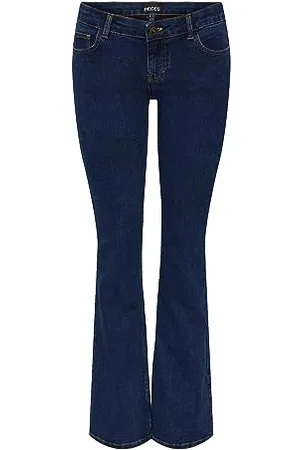 Pieces® Damen Pcpeggy Lw Flared Db Jeans Noos Bc, , S / 30L
