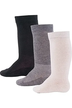 Ewers 3er-Pack Basic-Kniestrümpfe, mehrfarbige Uni-Socken für Mädchen und Jungen, Baumwolle, MADE IN EUROPE, Mädchensocken Jungensocken Kindersocken, Größe 15-16, schwarz/grau/weiß
