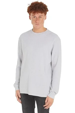 Tommy Hilfiger Herren Langarmshirt Waffle Tee Regular Fit, (Silver Grey), S