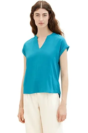 TOM TAILOR Damen 1037231 Basic Bluse, 31668-Petrol Green, 34