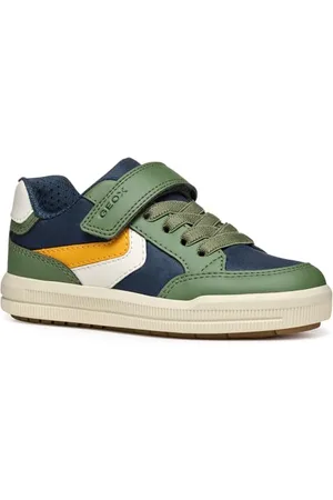 Geox J Arzach Boy A Sneaker, Blue/Green, 41 EU