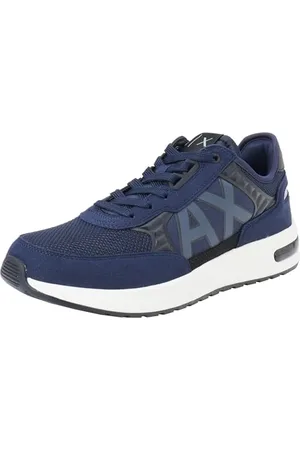 Armani Exchange Herren Dusseldorf Embossed Geometric Motifs Sneaker, Navy+Black, 44 EU