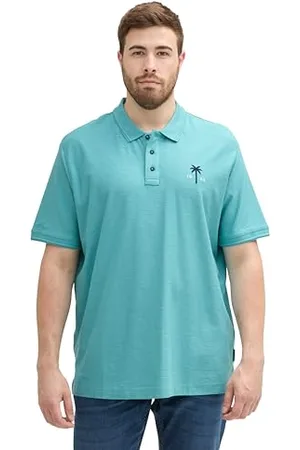 TOM TAILOR Herren Plussize Basic Poloshirt mit Struktur, meadow teal, 3XL