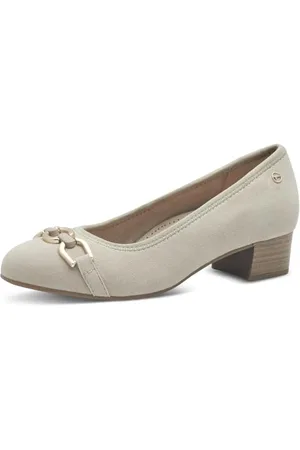 Tamaris Comfort Damen Pumps aus Leder Kleiner Absatz, Beige , 41 EU