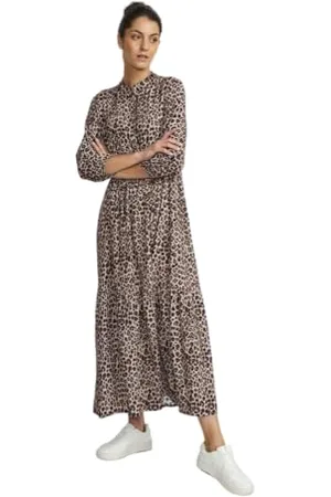 Cream Kleid CRAlora Damen Kleid 3/4 Arm Print Maxikleid Casual Maxi A-Linie Boho L/XL