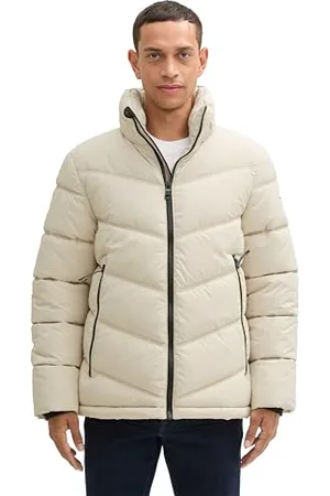 TOM TAILOR Herren 1042207 Pufferjacke mit verstaubarer Kapuze, 26199-Beige Alfalfa, XXL