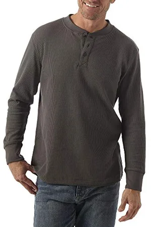 Wrangler Herren Long Sleeve Waffle Henley-Hemd, , Mittel