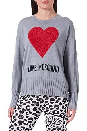 Moschino Damen Relaxed Fit Long-sleeved With Maxi Boublé Heart pullover, , 40 EU