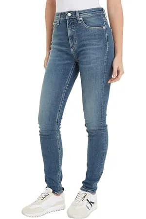 Calvin Klein Jeans Damen Jeans Hose High Rise Skinny Fit, Blau (Denim Medium), 26W/34L