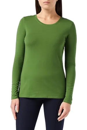 Amazon Damen Langärmeliges T-Shirt mit Rundhalsausschnitt, Klassischer Schnitt (Erhältlich in Übergröße), , S