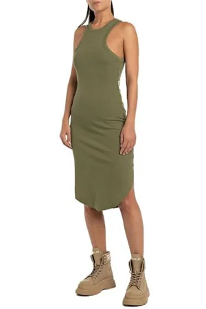 Replay Damen Kleid Kurzarm mit Stretch, (Grün), S