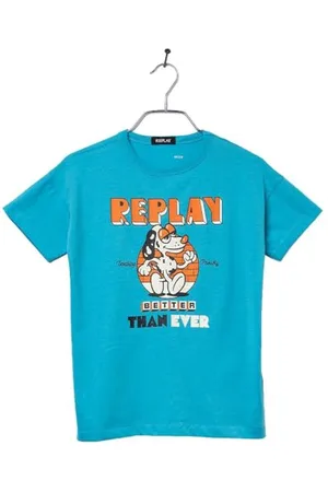 Replay Jungen T-Shirt Kurzarm aus Baumwolle, Blau (Bright Sky 489), 4 Jahre