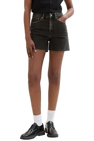 TOM TAILOR Damen Mom High Waist Jeans Shorts , clean dark stone black denim, S