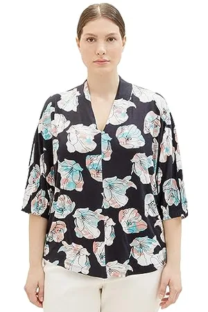 TOM TAILOR Damen 1038828 T-Shirt mit Muster, 32413-tie dye Flower Design, 46