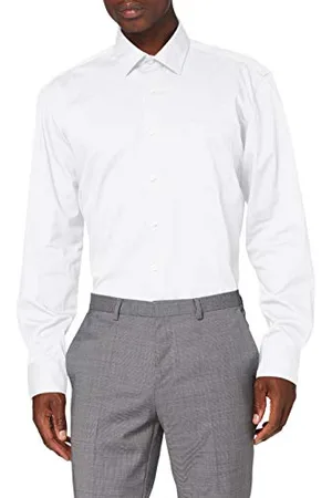 JP 1880 Herren Overhemd strijkvrij Uni 1/1 Hemd, Weiß, 4XL EU